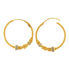 22ct Two Colour Gold Hoop Earrings | 5.47g