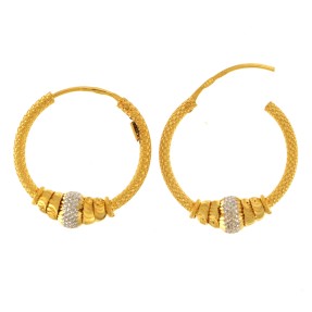 22ct Two Colour Gold Hoop Earrings | Width 19.8mm