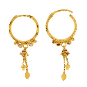 22ct Two Colour Gold Small Hoop Earrings | Width 15.74mm