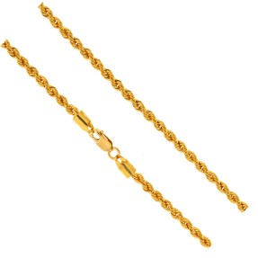 22ct Gold Hollow Rope Chain | Length 18.20 Inches