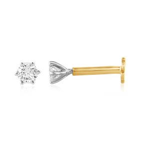 18ct Yellow and White Gold Six Claw 0.07ct Diamond Nose Pin