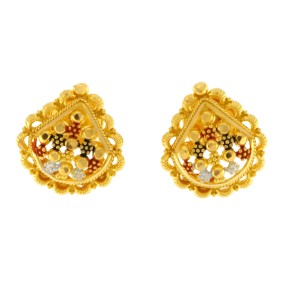 22ct Gold Four Colour Filigree Stud Earrings