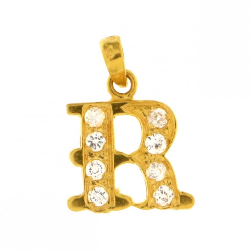 22ct Real Gold Asian/Indian/Pakistani Style 'R' Pendant