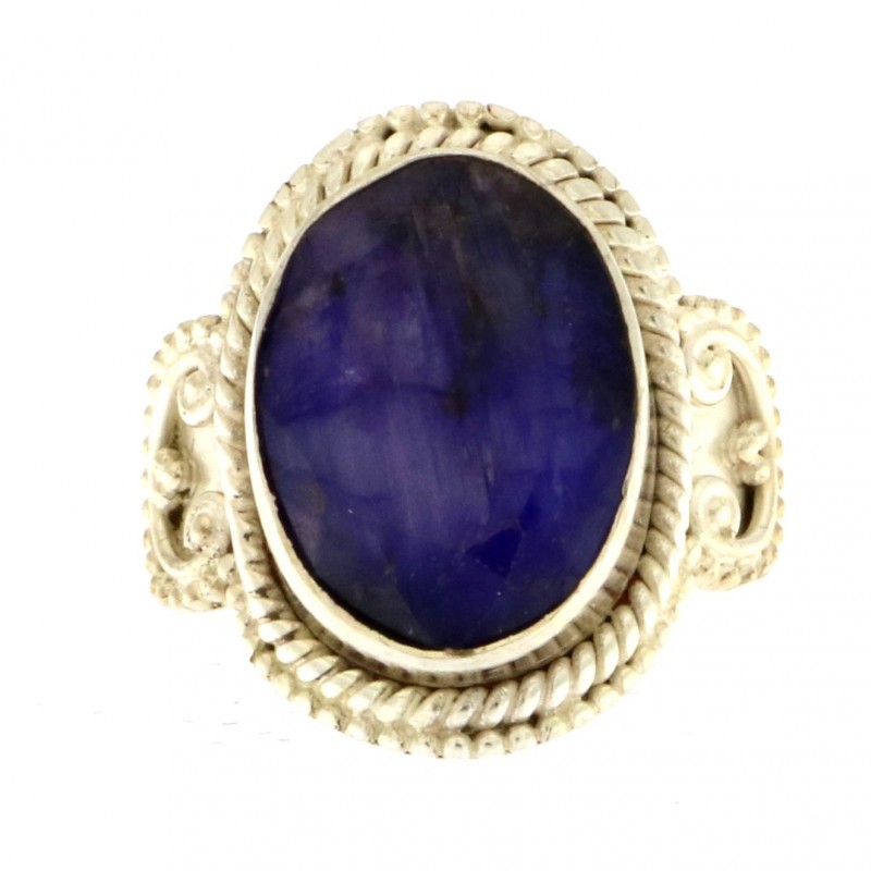925 Sterling Silver Sapphire Unisex Ring