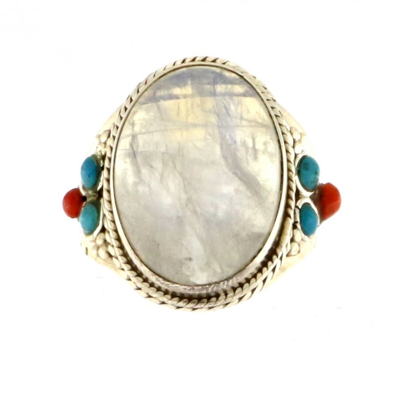 925 Sterling Silver Opal Unisex Ring