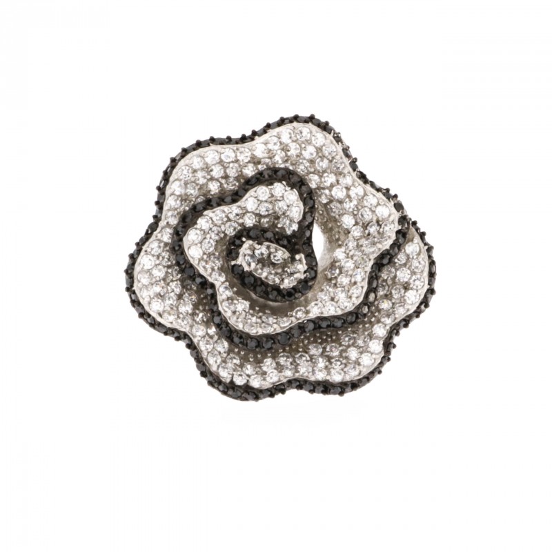 925 Sterling Silver Cubic Zirconia Rose Ring