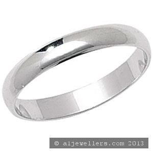 Platinum D Shape Wedding Ring 3MM