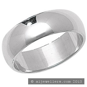Platinum D Shape Wedding Ring 6MM