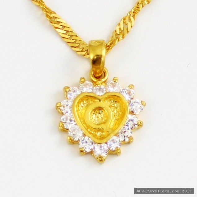 22ct Real Gold Asian/Indian/Pakistani Style 'Q' Heart Pendant