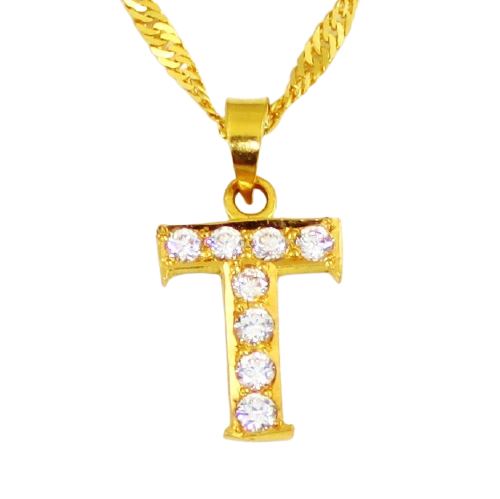 22ct Real Gold Asian/Indian/Pakistani Style 'T' Pendant