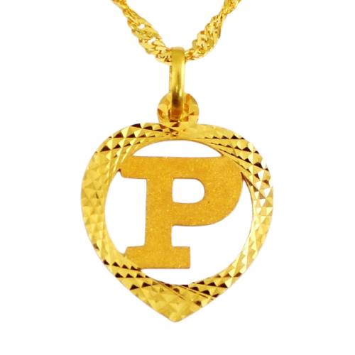 22ct Real Gold Asian/Indian/Pakistani Style 'P' Heart Pendant