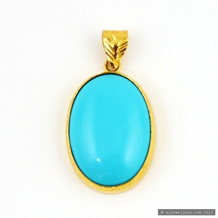 22ct Real Gold Asian/Indian/Pakistani Style Turquoise Pendant